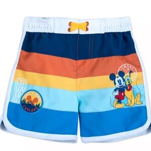 Disney Mickey Mouse & Pluto Explore Swim Trunks UPF 50+ 18-24M‎ NWT